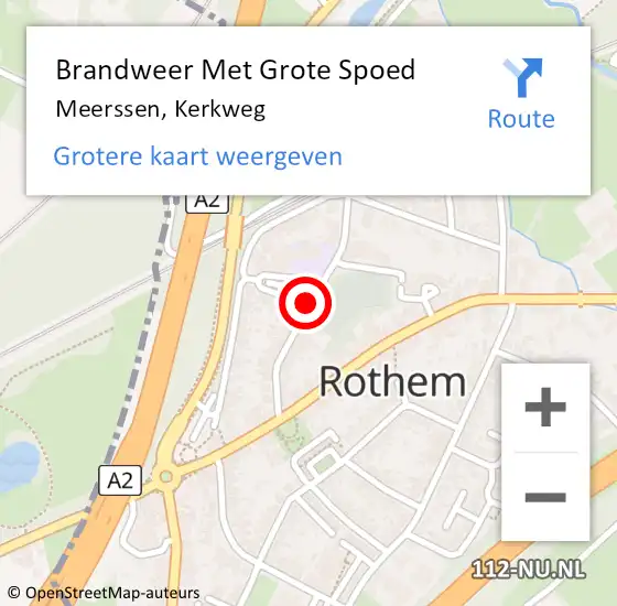 Locatie op kaart van de 112 melding: Brandweer Met Grote Spoed Naar Meerssen, Kerkweg op 13 december 2015 15:17