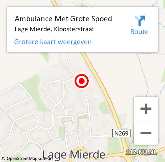 Locatie op kaart van de 112 melding: Ambulance Met Grote Spoed Naar Lage Mierde, Kloosterstraat op 13 december 2015 16:14