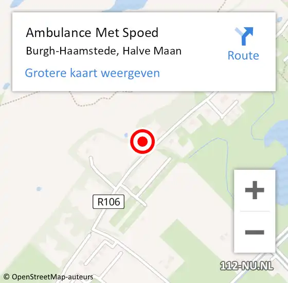 Locatie op kaart van de 112 melding: Ambulance Met Spoed Naar Burgh-Haamstede, Halve Maan op 13 december 2015 16:57