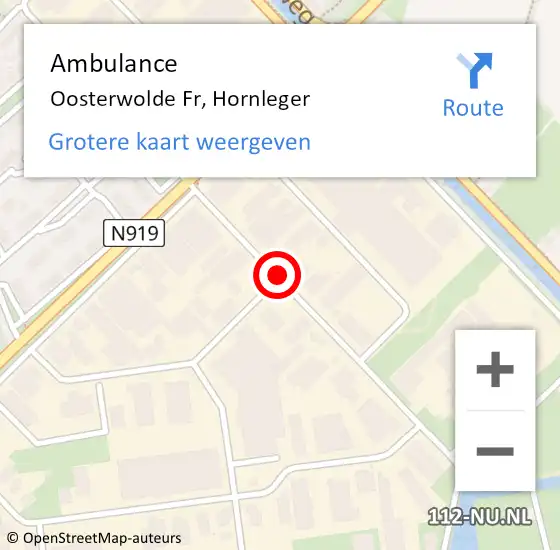 Locatie op kaart van de 112 melding: Ambulance Oosterwolde Fr, Hornleger op 13 december 2015 17:00