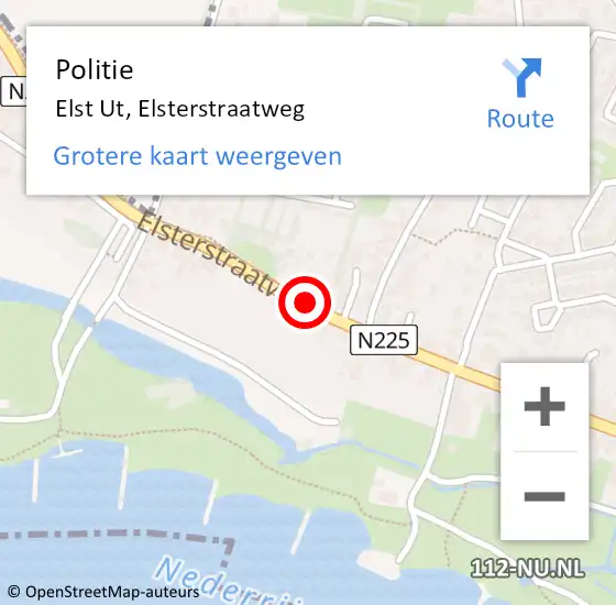 Locatie op kaart van de 112 melding: Politie Elst Ut, Elsterstraatweg op 13 december 2015 17:15