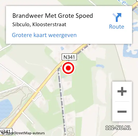 Locatie op kaart van de 112 melding: Brandweer Met Grote Spoed Naar Sibculo, Kloosterstraat op 13 december 2015 17:20