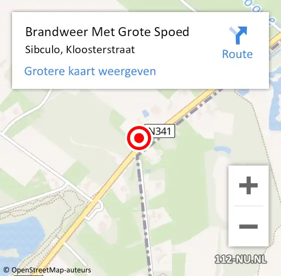 Locatie op kaart van de 112 melding: Brandweer Met Grote Spoed Naar Sibculo, Kloosterstraat op 13 december 2015 17:21