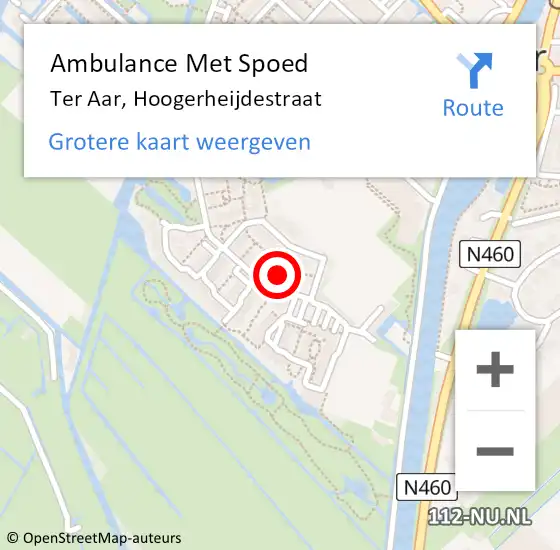 Locatie op kaart van de 112 melding: Ambulance Met Spoed Naar Ter Aar, Hoogerheijdestraat op 13 december 2015 17:25