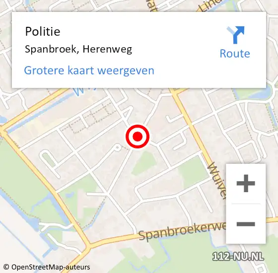 Locatie op kaart van de 112 melding: Politie Spanbroek, Herenweg op 13 december 2015 17:36