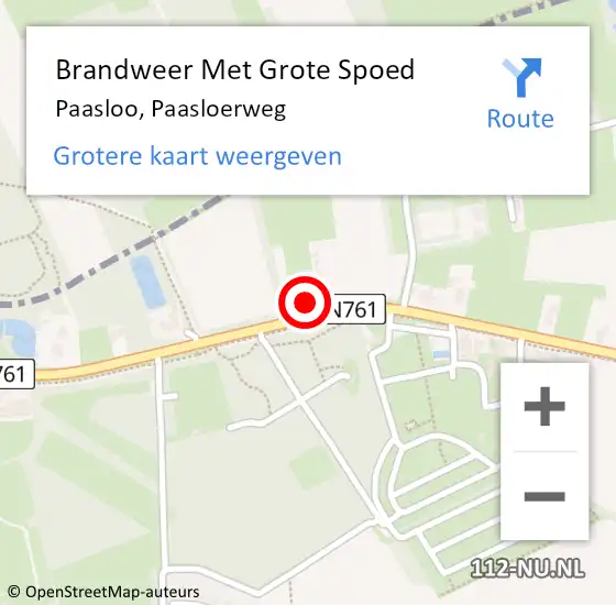 Locatie op kaart van de 112 melding: Brandweer Met Grote Spoed Naar Paasloo, Paasloerweg op 13 december 2015 19:26