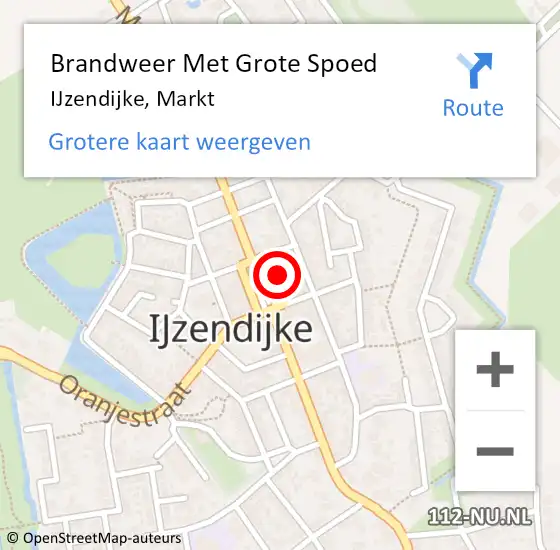 Locatie op kaart van de 112 melding: Brandweer Met Grote Spoed Naar IJzendijke, Markt op 13 december 2015 19:52