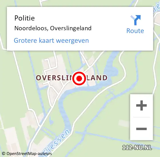 Locatie op kaart van de 112 melding: Politie Noordeloos, Overslingeland op 13 december 2015 22:52