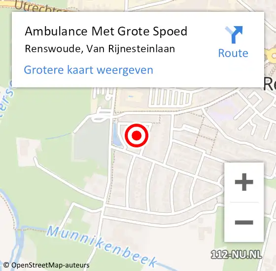 Locatie op kaart van de 112 melding: Ambulance Met Grote Spoed Naar Renswoude, Van Rijnesteinlaan op 13 december 2015 23:02