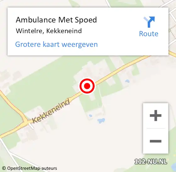 Locatie op kaart van de 112 melding: Ambulance Met Spoed Naar Wintelre, Kekkeneind op 13 december 2015 23:09