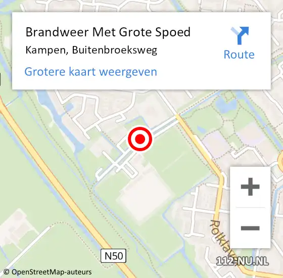 Locatie op kaart van de 112 melding: Brandweer Met Grote Spoed Naar Kampen, Buitenbroeksweg op 13 december 2015 23:41