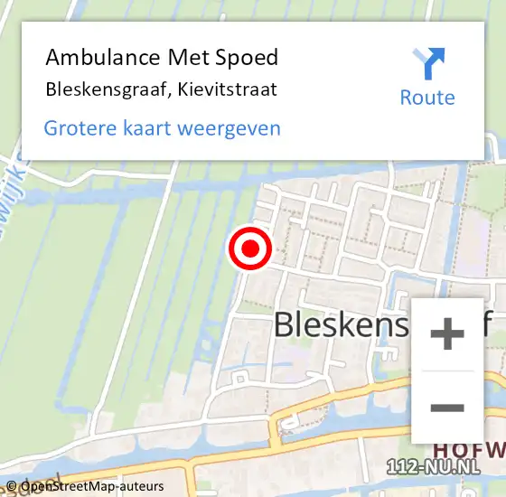 Locatie op kaart van de 112 melding: Ambulance Met Spoed Naar Bleskensgraaf, Kievitstraat op 14 december 2015 04:25