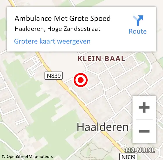 Locatie op kaart van de 112 melding: Ambulance Met Grote Spoed Naar Haalderen, Hoge Zandsestraat op 14 december 2015 05:10