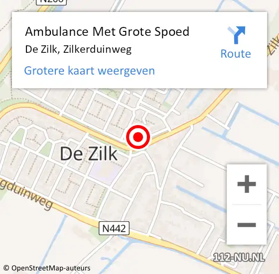 Locatie op kaart van de 112 melding: Ambulance Met Grote Spoed Naar De Zilk, Zilkerduinweg op 14 december 2015 06:05