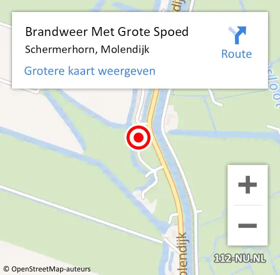 Locatie op kaart van de 112 melding: Brandweer Met Grote Spoed Naar Schermerhorn, Molendijk op 14 december 2015 06:38