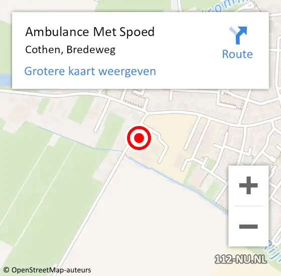 Locatie op kaart van de 112 melding: Ambulance Met Spoed Naar Cothen, Bredeweg op 14 december 2015 07:10