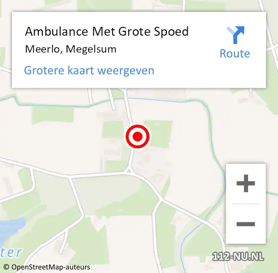 Locatie op kaart van de 112 melding: Ambulance Met Grote Spoed Naar Meerlo, Megelsum op 14 december 2015 08:17