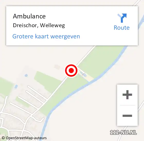 Locatie op kaart van de 112 melding: Ambulance Dreischor, Welleweg op 14 december 2015 10:10