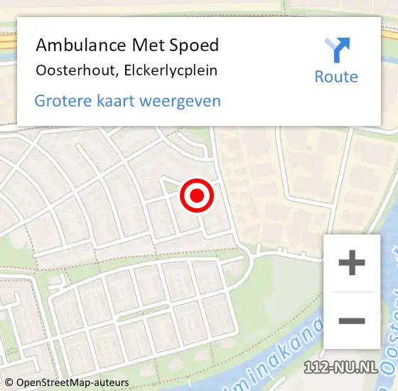 Locatie op kaart van de 112 melding: Ambulance Met Spoed Naar Oosterhout, Elckerlycplein op 14 december 2015 10:56