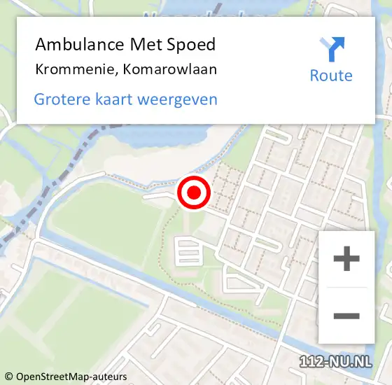 Locatie op kaart van de 112 melding: Ambulance Met Spoed Naar Krommenie, Komarowlaan op 14 december 2015 12:17