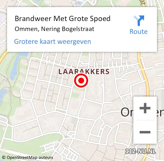 Locatie op kaart van de 112 melding: Brandweer Met Grote Spoed Naar Ommen, Nering Bogelstraat op 14 december 2015 12:26