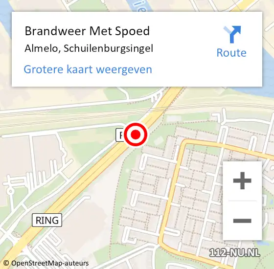 Locatie op kaart van de 112 melding: Brandweer Met Spoed Naar Almelo, Schuilenburgsingel op 14 december 2015 13:02