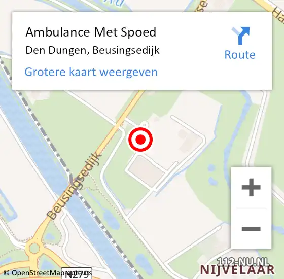 Locatie op kaart van de 112 melding: Ambulance Met Spoed Naar Den Dungen, Beusingsedijk op 14 december 2015 13:11