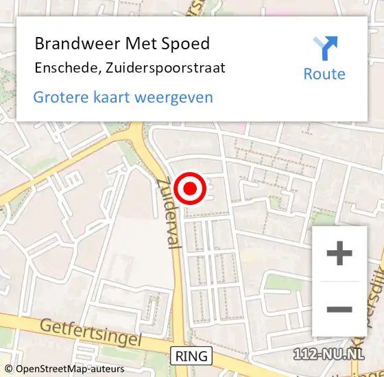 Locatie op kaart van de 112 melding: Brandweer Met Spoed Naar Enschede, Zuiderspoorstraat op 14 december 2015 13:44