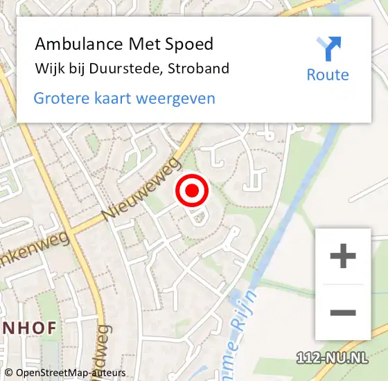 Locatie op kaart van de 112 melding: Ambulance Met Spoed Naar Wijk bij Duurstede, Stroband op 14 december 2015 13:53