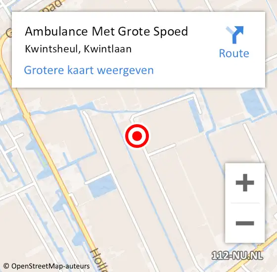Locatie op kaart van de 112 melding: Ambulance Met Grote Spoed Naar Kwintsheul, Kwintlaan op 14 december 2015 14:00