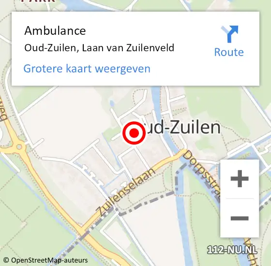 Locatie op kaart van de 112 melding: Ambulance Oud-Zuilen, Laan van Zuilenveld op 14 december 2015 15:12