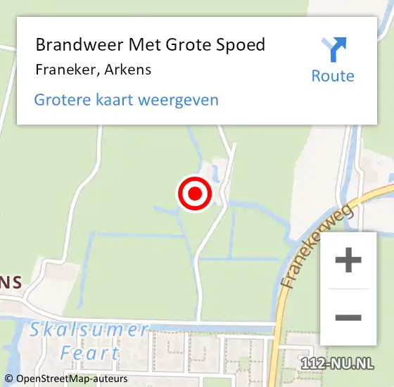 Locatie op kaart van de 112 melding: Brandweer Met Grote Spoed Naar Franeker, Arkens op 14 december 2015 15:45