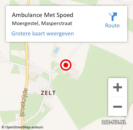 Locatie op kaart van de 112 melding: Ambulance Met Spoed Naar Moergestel, Masperstraat op 14 december 2015 16:25