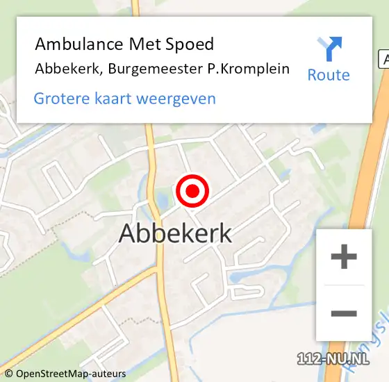 Locatie op kaart van de 112 melding: Ambulance Met Spoed Naar Abbekerk, Burgemeester P.Kromplein op 14 december 2015 16:35