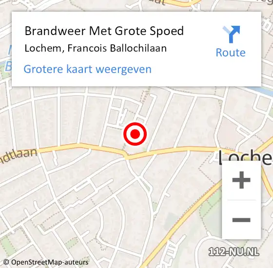 Locatie op kaart van de 112 melding: Brandweer Met Grote Spoed Naar Lochem, Francois Ballochilaan op 14 december 2015 17:30