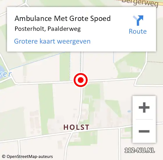 Locatie op kaart van de 112 melding: Ambulance Met Grote Spoed Naar Posterholt, Paalderweg op 14 september 2013 12:07