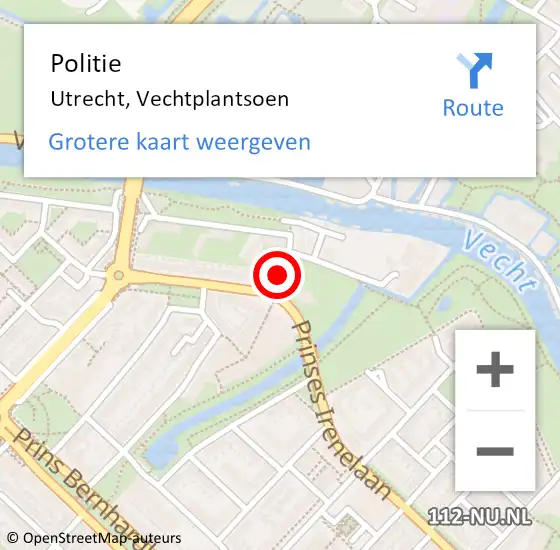 Locatie op kaart van de 112 melding: Politie Utrecht, Vechtplantsoen op 14 december 2015 17:46