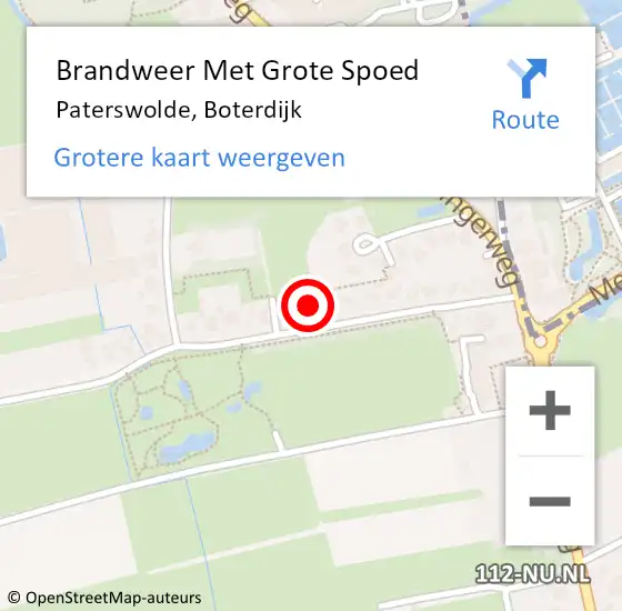 Locatie op kaart van de 112 melding: Brandweer Met Grote Spoed Naar Paterswolde, Boterdijk op 14 december 2015 17:58