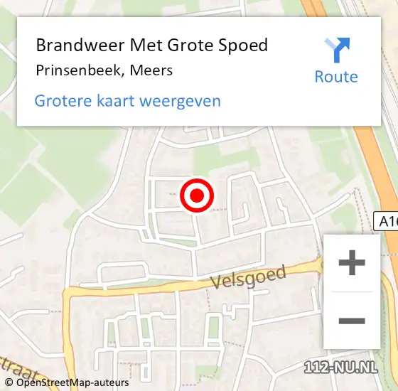 Locatie op kaart van de 112 melding: Brandweer Met Grote Spoed Naar Prinsenbeek, Meers op 14 december 2015 19:22