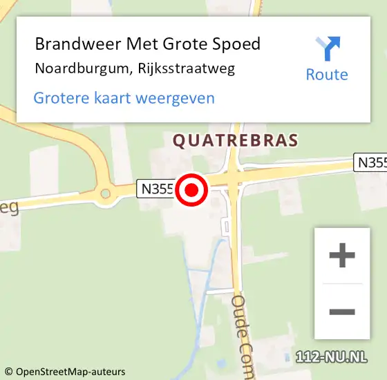 Locatie op kaart van de 112 melding: Brandweer Met Grote Spoed Naar Noardburgum, Rijksstraatweg op 14 december 2015 19:28