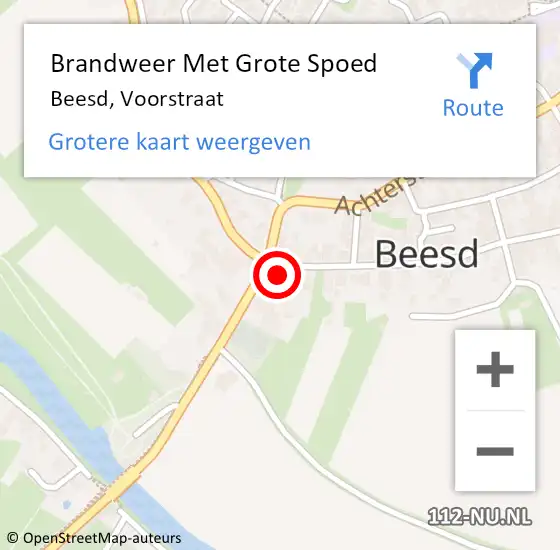 Locatie op kaart van de 112 melding: Brandweer Met Grote Spoed Naar Beesd, Voorstraat op 14 december 2015 21:09