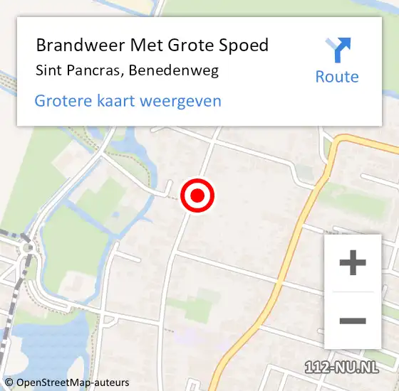 Locatie op kaart van de 112 melding: Brandweer Met Grote Spoed Naar Sint Pancras, Benedenweg op 14 december 2015 21:59