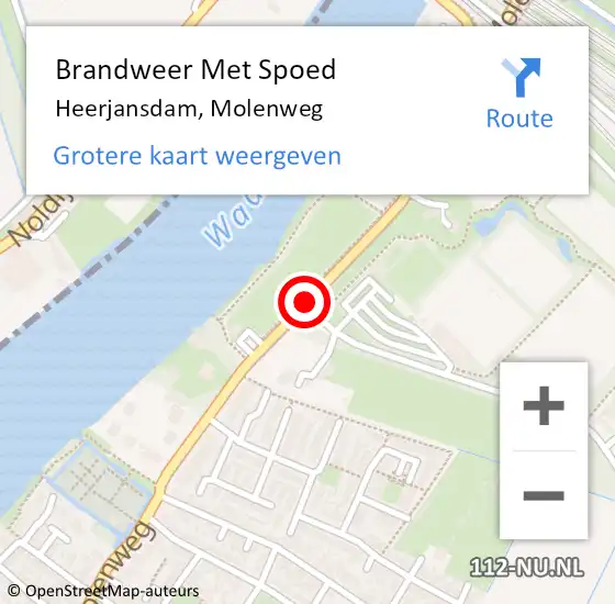 Locatie op kaart van de 112 melding: Brandweer Met Spoed Naar Heerjansdam, Molenweg op 14 september 2013 12:09