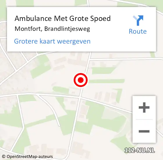 Locatie op kaart van de 112 melding: Ambulance Met Grote Spoed Naar Montfort, Brandlintjesweg op 14 december 2015 22:49