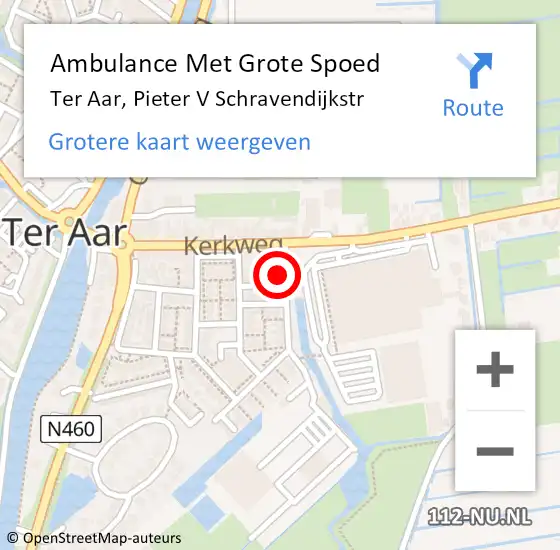 Locatie op kaart van de 112 melding: Ambulance Met Grote Spoed Naar Ter Aar, Pieter V Schravendijkstr op 14 december 2015 23:08