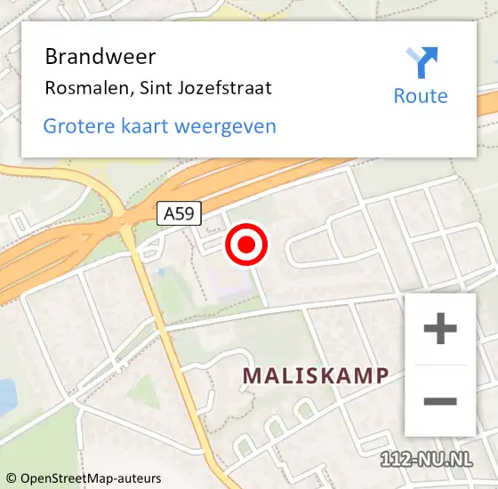 Locatie op kaart van de 112 melding: Brandweer Rosmalen, Sint Jozefstraat op 15 december 2015 00:05