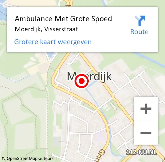 Locatie op kaart van de 112 melding: Ambulance Met Grote Spoed Naar Moerdijk, Visserstraat op 15 december 2015 00:39