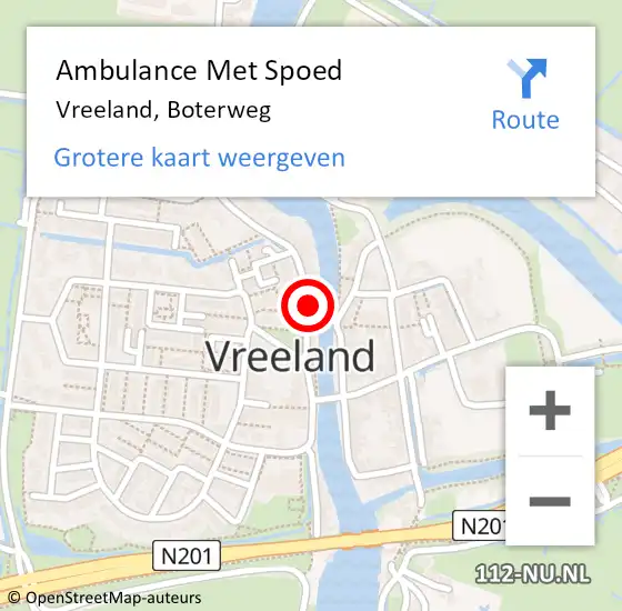 Locatie op kaart van de 112 melding: Ambulance Met Spoed Naar Vreeland, Boterweg op 15 december 2015 02:16