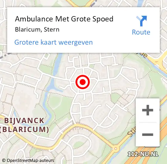 Locatie op kaart van de 112 melding: Ambulance Met Grote Spoed Naar Blaricum, Stern op 30 november 2013 01:53