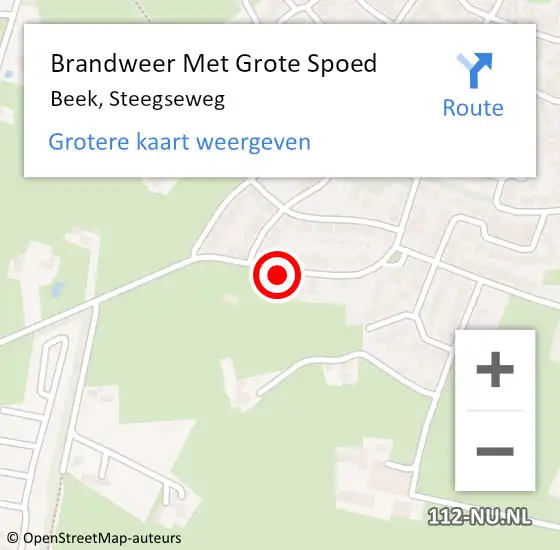 Locatie op kaart van de 112 melding: Brandweer Met Grote Spoed Naar Beek, Steegseweg op 15 december 2015 04:07